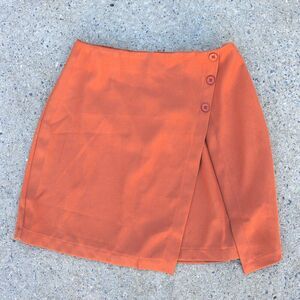 NWT Byinns Brown A-Line Mini Skirt Size L | Dark Academia Preppy High-Waisted